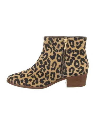 Pre-owned Kate Spade Ponyhair Animal Print Boots In Neutral