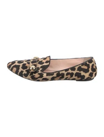 Pre-owned Kate Spade Ponyhair Animal Print Loafers In Brown