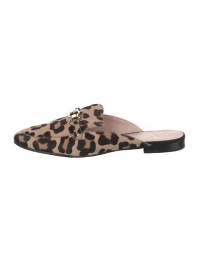 Pre-owned Kate Spade Ponyhair Animal Print Mules In Brown