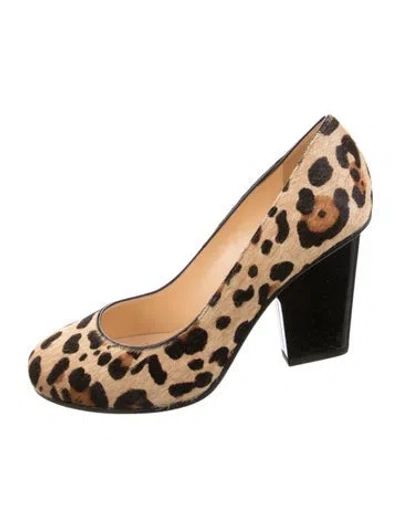 Pre-owned Kate Spade Ponyhair Animal Print Pumps In Brown