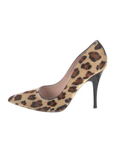Pre-owned Kate Spade Ponyhair Animal Print Pumps In Brown