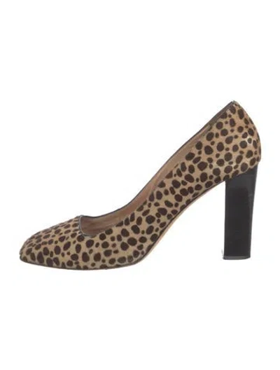 Pre-owned Kate Spade Ponyhair Animal Print Pumps In Neutral