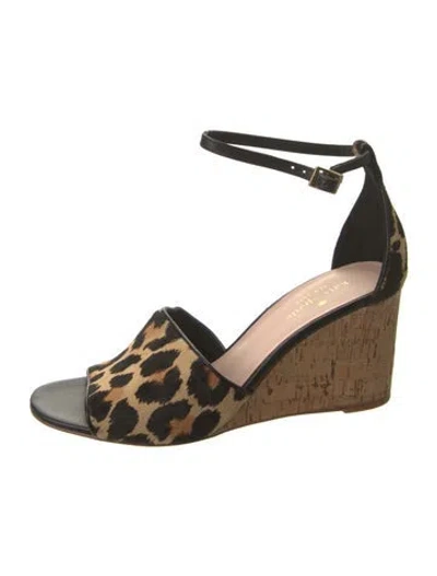 Pre-owned Kate Spade Ponyhair Animal Print Sandals In Neutral