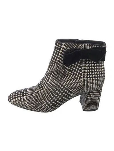 Pre-owned Kate Spade Ponyhair Printed Boots In Black
