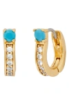 Kate Spade New York Precious Delights Huggie Hoop Earrings In Turquoise/gold/crystal