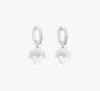 Kate Spade Precious Pansy Pavé Drop Huggies In Cream/silver