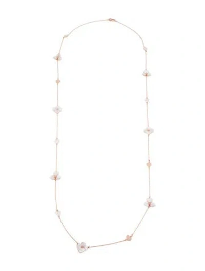 Pre-owned Kate Spade Precious Pansy Station Necklace, 35.75" In White