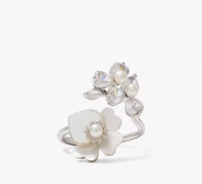 Kate Spade Precious Pansy Wrap Ring In Cream/silver