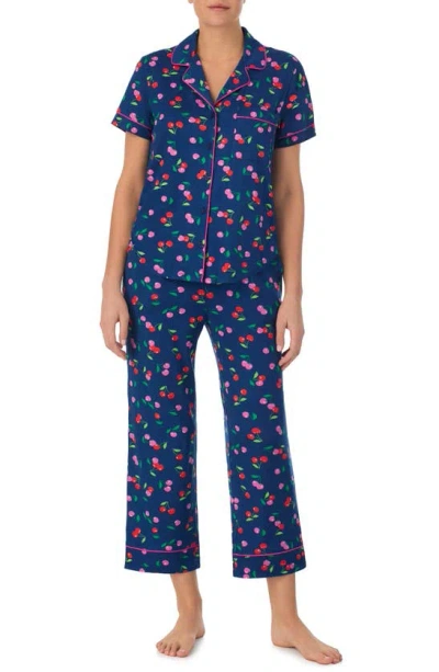 Kate Spade Print Crop Pajamas In Blue Port