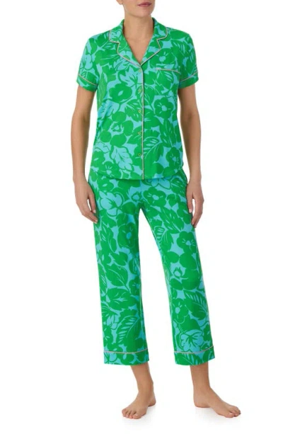 Kate Spade Print Crop Pajamas In Green Multi