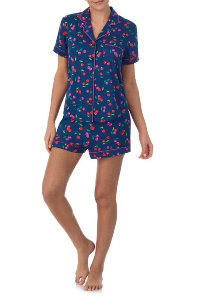 Kate Spade Print Short Pajamas In Navy Cherries