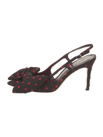 Pre-owned Kate Spade Printed Bow Accents Slingback Pumps In Black