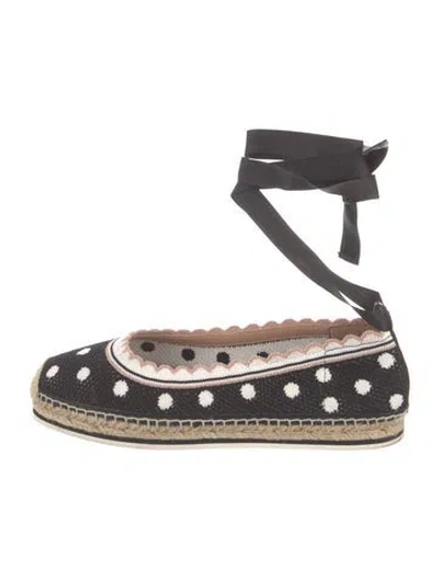 Pre-owned Kate Spade Printed Braided Accents Ballet Flats In Black