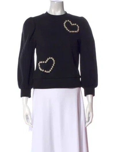 Pre-owned Kate Spade Printed Crew Neck Sweater In Black