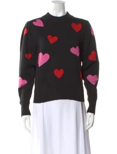 Pre-owned Kate Spade Printed Crew Neck Sweater In Black
