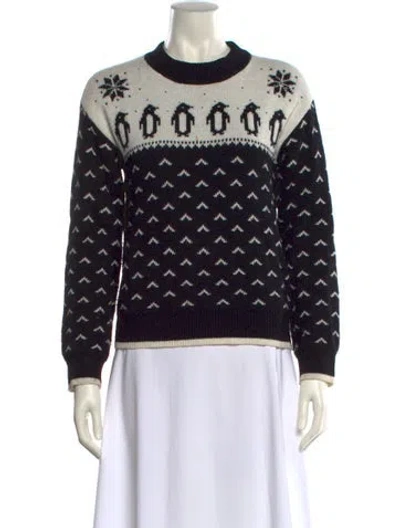 Pre-owned Kate Spade Printed Crew Neck Sweater In Black