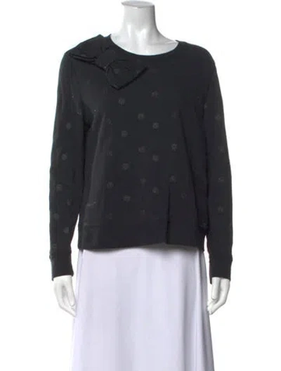 Pre-owned Kate Spade Printed Crew Neck Sweater In Black