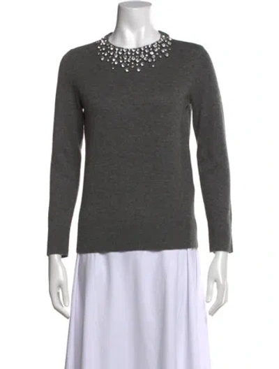 Pre-owned Kate Spade Printed Crew Neck Sweater In Gray