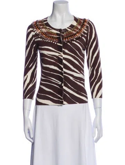 Pre-owned Kate Spade Printed Crew Neck Sweater In Multi