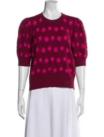 Pre-owned Kate Spade Printed Crew Neck Sweater In Red