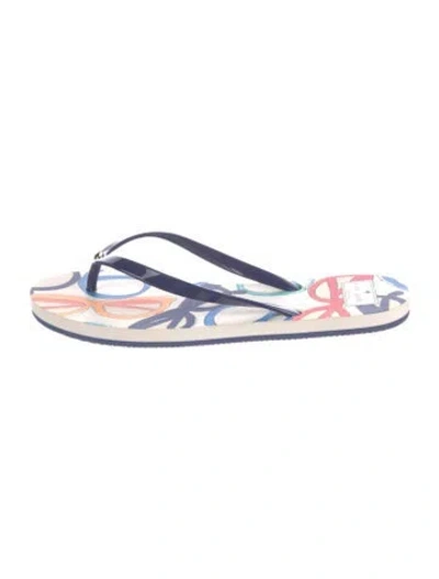 Pre-owned Kate Spade Printed Flip Flops In Blue