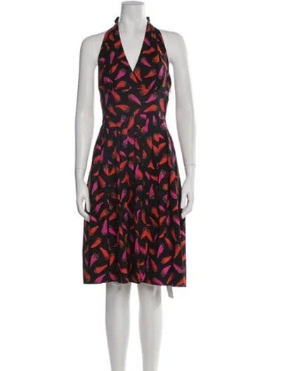 Pre-owned Kate Spade Printed Knee-length Dress In Black
