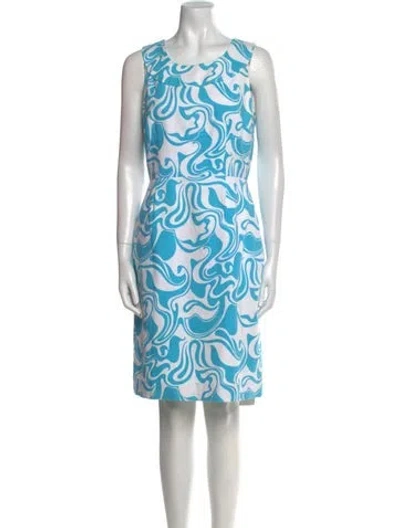 Pre-owned Kate Spade Printed Knee-length Dress In Blue