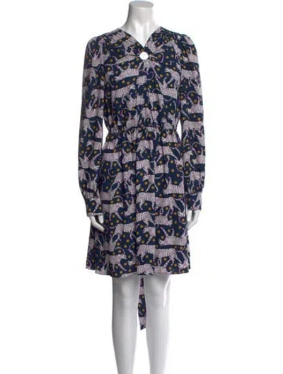 Pre-owned Kate Spade Printed Knee-length Dress In Blue