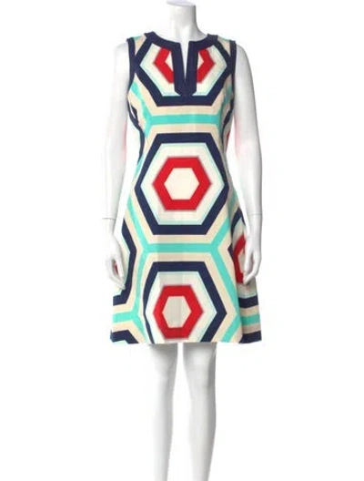 Pre-owned Kate Spade Printed Knee-length Dress In Blue