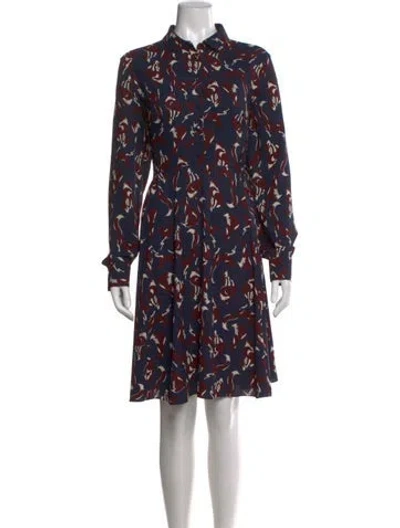 Pre-owned Kate Spade Printed Knee-length Dress In Blue