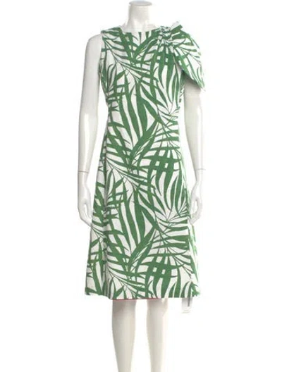 Pre-owned Kate Spade Printed Knee-length Dress In Green