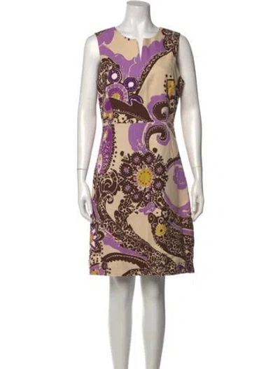 Pre-owned Kate Spade Printed Knee-length Dress In Purple