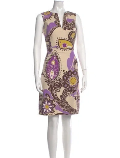 Pre-owned Kate Spade Printed Knee-length Dress In Purple