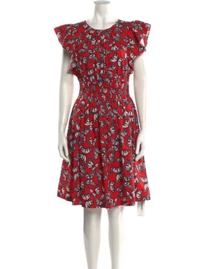Pre-owned Kate Spade Printed Knee-length Dress In Red