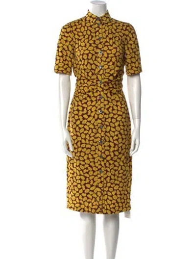 Pre-owned Kate Spade Printed Knee-length Dress In Yellow