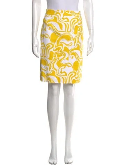 Pre-owned Kate Spade Printed Knee-length Skirt In Yellow