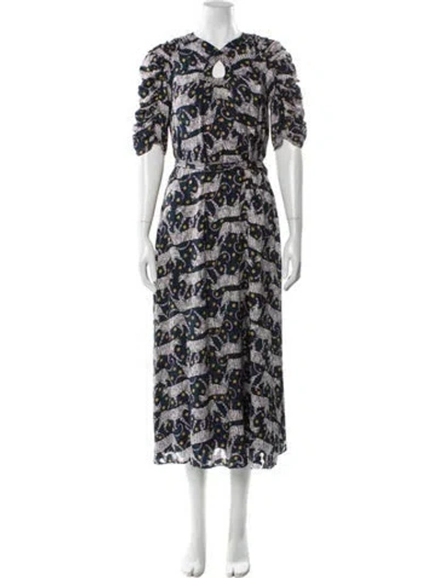 Pre-owned Kate Spade Printed Long Dress In Blue