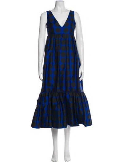 Pre-owned Kate Spade Printed Long Dress In Blue