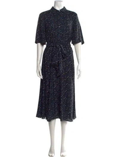 Pre-owned Kate Spade Printed Long Dress In Blue