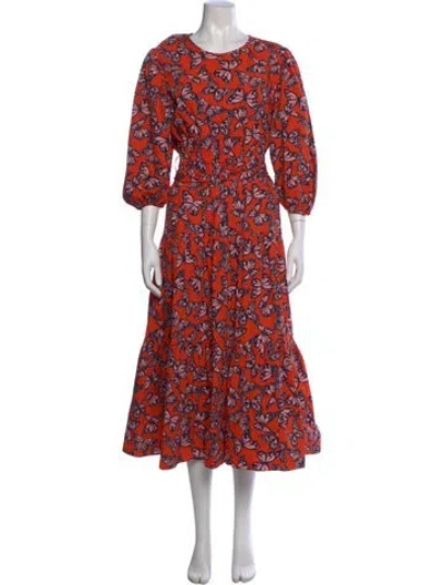 Pre-owned Kate Spade Printed Long Dress In Orange