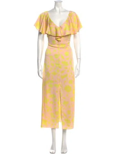 Pre-owned Kate Spade Printed Long Dress In Pink