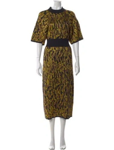 Pre-owned Kate Spade Printed Long Dress In Yellow