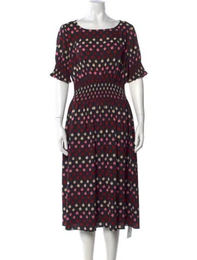 Pre-owned Kate Spade Printed Midi Length Dress In Black