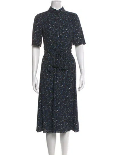 Pre-owned Kate Spade Printed Midi Length Dress In Blue