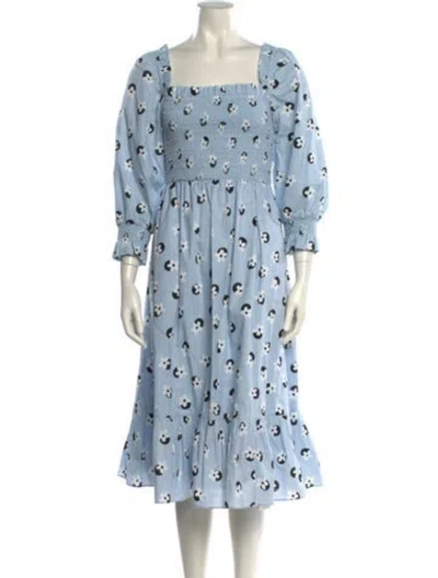 Pre-owned Kate Spade Printed Midi Length Dress In Blue