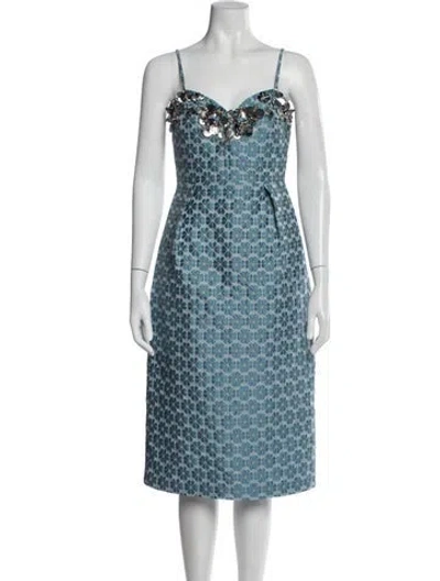 Pre-owned Kate Spade Printed Midi Length Dress In Blue