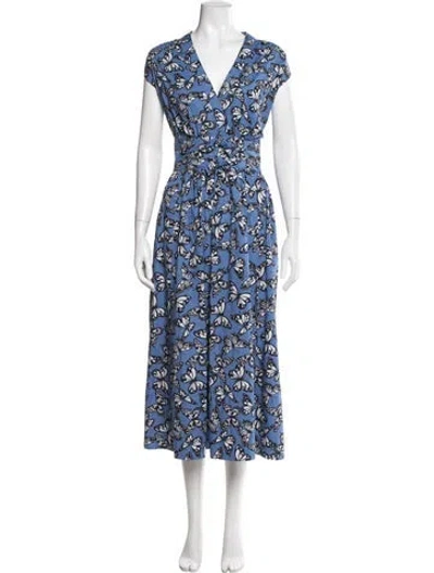 Pre-owned Kate Spade Printed Midi Length Dress In Blue