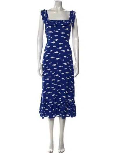 Pre-owned Kate Spade Printed Midi Length Dress In Blue