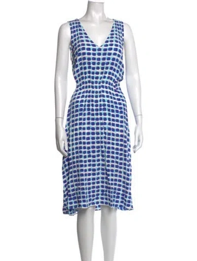 Pre-owned Kate Spade Printed Midi Length Dress In Blue/neutrals