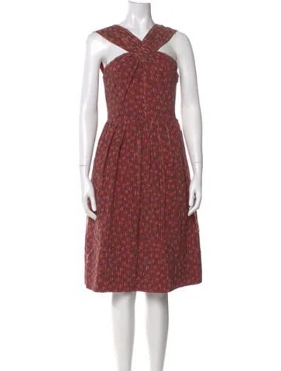 Pre-owned Kate Spade Printed Midi Length Dress In Brown